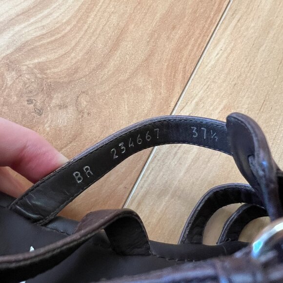 Yves Saint Laurent YSL Gladiator Flat Sandals Dark Brown Leather size 37.5 - Picture 5 of 13